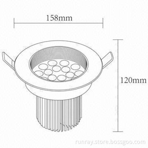 15W LED Downlight, AC 85-265V or DC 12-24V, Epistar/Epileds/Bridgelux LED Chips